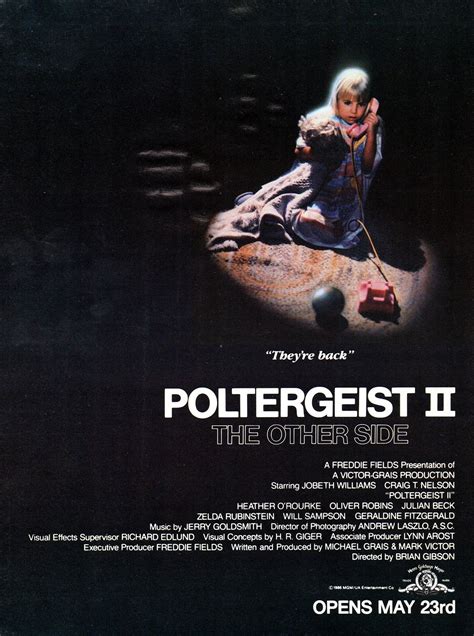 Im finally glad poltergeist 2 is getting new extras from shout factory is really sad the director Brian Gibson died we could of got new interviews with him and added the deleted scenes, I hope we get new interviews with the remaning cast Craig T Nelson, Jobeth Williams, and oliver robbins and talk about the movie and working with the great young …